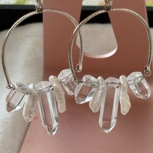 Silpada Silver Earrings with Clear and White Accents